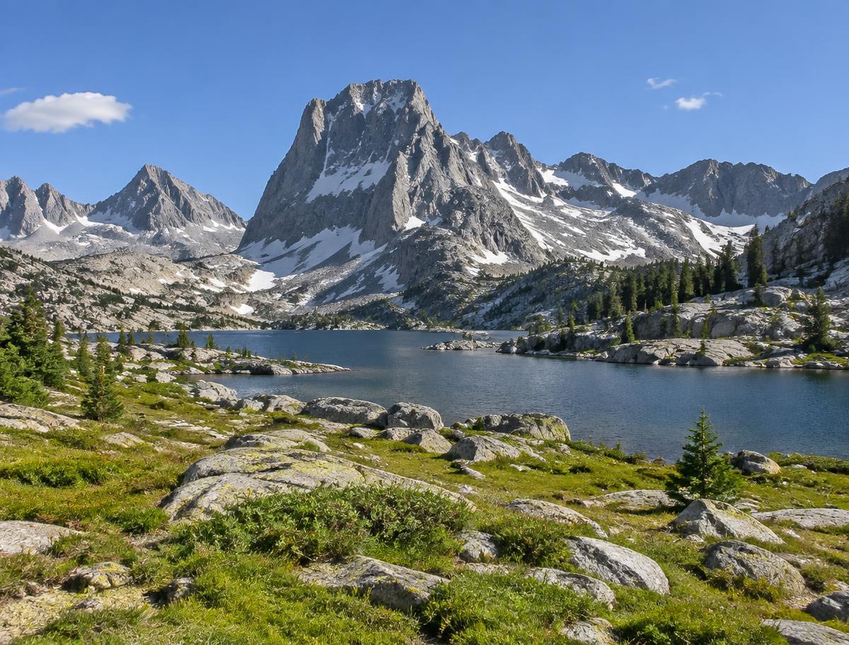 Granite peaks of the Wind River Range above an alpine lake